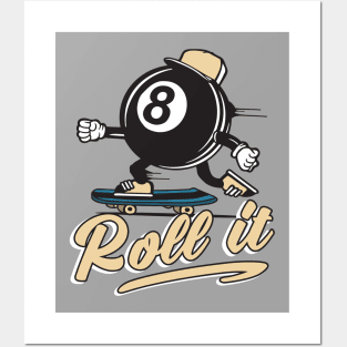 Roll it skater 8-ball Billiard Ball Posters and Art